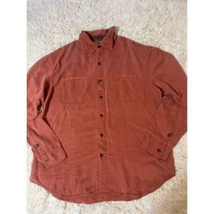 Weekendz off button up long sleeve welt pockets cinnamon shirt L